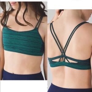 LULULEMON Make A Move Bra Sport Bra Cyber Jungle Hero Blue Deep Green sz 4